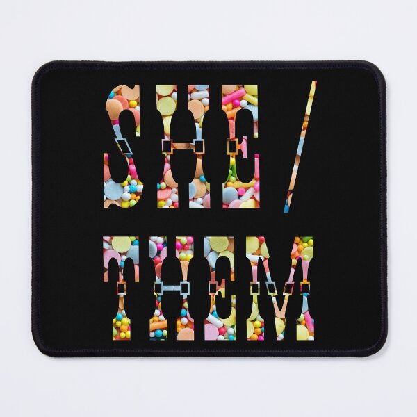Item preview, She/Them Pronouns with a Circus Candy Background designed and sold by MxA19.