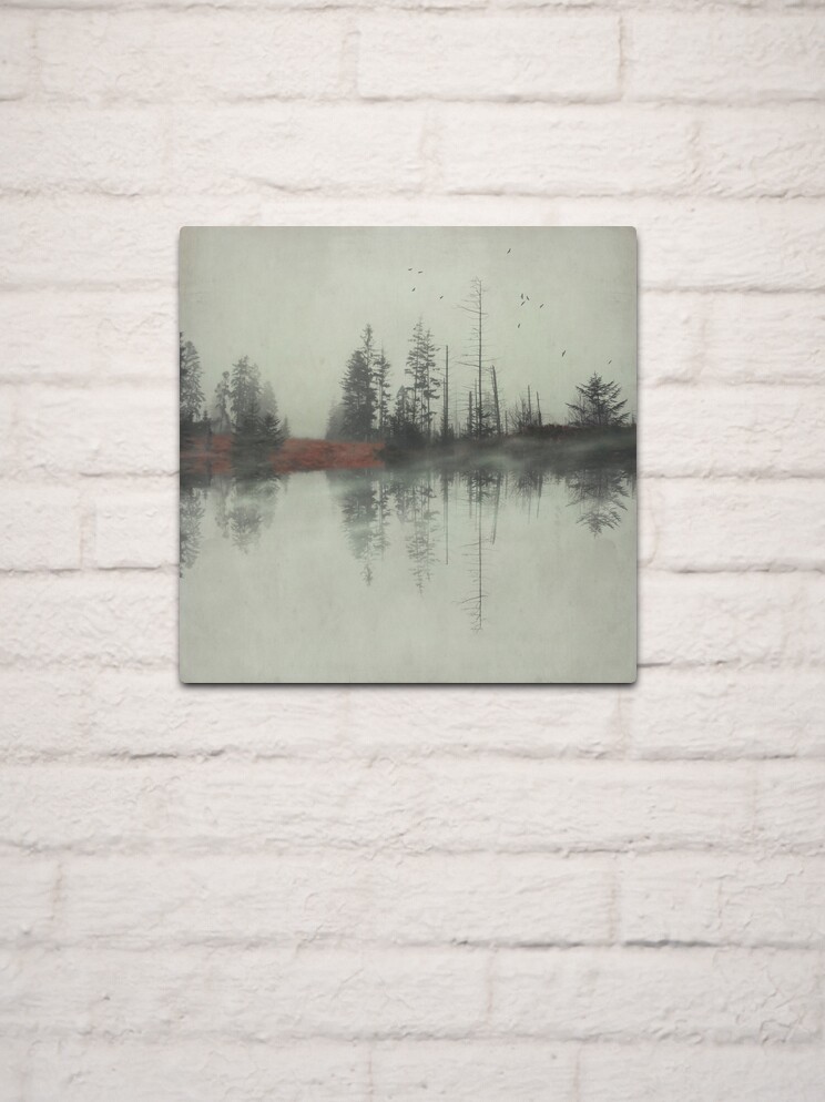 Thumbnail 2 of 4, Metal Print, Pulse - tree reflections in a lake designed and sold by Dirk Wuestenhagen.
