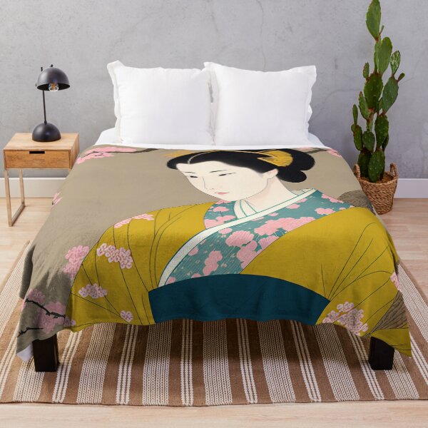 Item preview, Ukiyo-e Japanese Art - Beautiful Woman Wearing Yellow Kimono designed and sold by allovervintage.