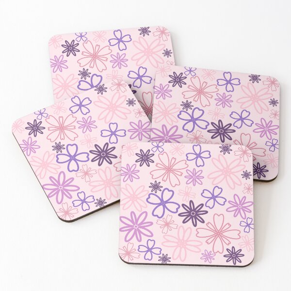 Item preview, Flores geométricas rosas y moradas designed and sold by peachvisualarts.