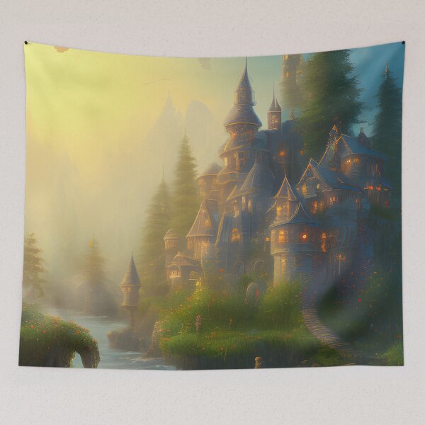Item preview, Beautiful Castle Fantasy Kingdom Digital Painting Fantasy Landscape designed and sold by VersoShopping.