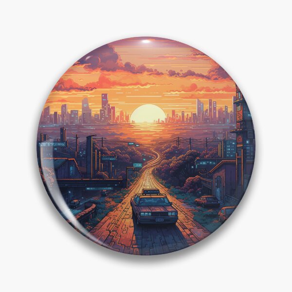 Item preview, Futuristic Sunset Pixelart Style designed and sold by amazingtraits.