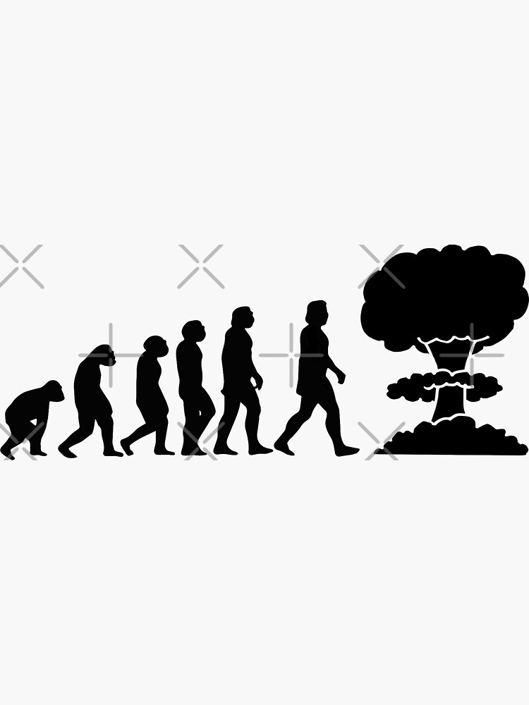 Thumbnail 3 of 3, Sticker, Evolution will ends - funny evolution designed and sold by oldtee.