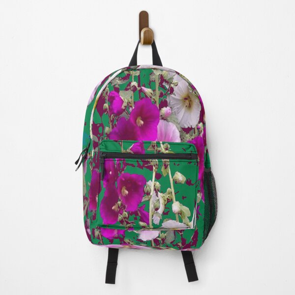 Item preview, PURPLE, PINK, WHITE HOLLYHOCKS PATTERN GARDEN TEAL ART designed and sold by sharlesart.