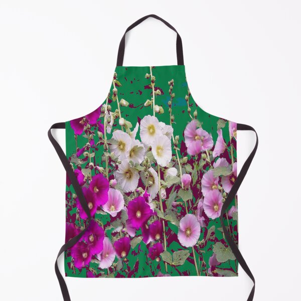 Item preview, PURPLE, PINK, WHITE HOLLYHOCKS PATTERN GARDEN TEAL ART designed and sold by sharlesart.