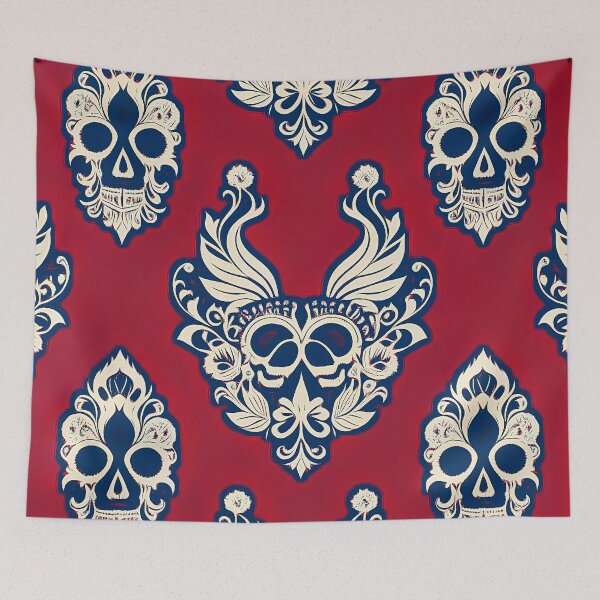 Item preview, Cardinal Scarlet Red Skull and horns pattern designed and sold by McCallnWaldo.