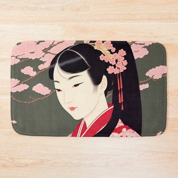 Item preview, Ukiyo-e Japanese Art - Beautiful Long-haired Woman Sitting Under Cherry Blossoms designed and sold by allovervintage.