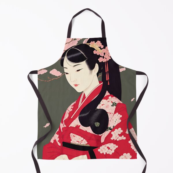 Item preview, Ukiyo-e Japanese Art - Beautiful Long-haired Woman Sitting Under Cherry Blossoms designed and sold by allovervintage.