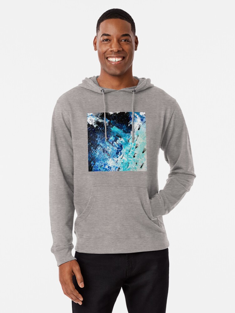 Under the sea | modern abstract hand painted blue turquoise acrylic  painting | Lightweight Hoodie