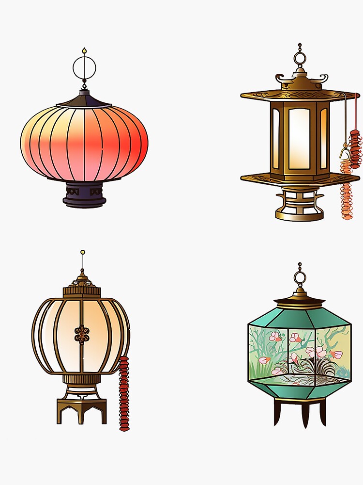 Sticker for Sale mit Japanische Lampe. Traditionelle Beleuchtung
