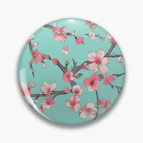 Item preview, Cherry Blossom Green Tea in Teal Seamless Pattern  designed and sold by LividPhoto.