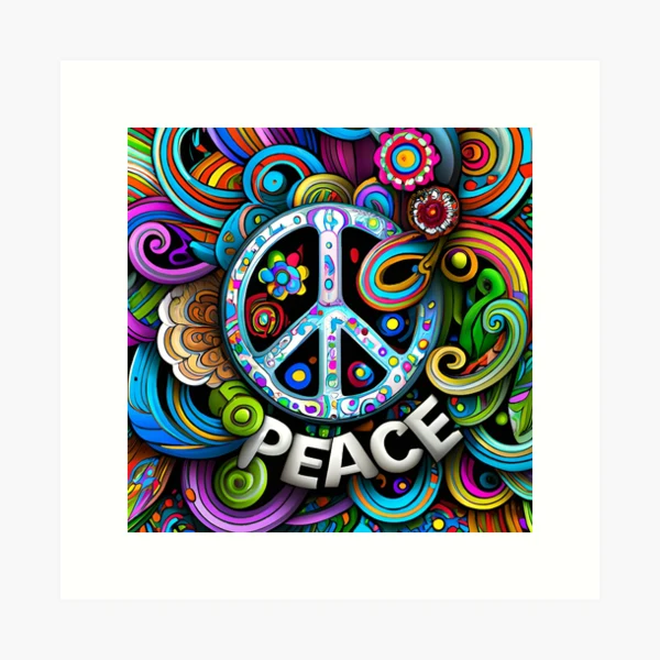Fun and Funky Flower Power Peace and Love Hippy Art