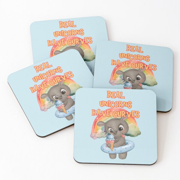 Item preview, Real Unicorns Have Curves: Adorable Funny Rhino Eating Ice Cream With Rainbow designed and sold by JoyOfHopeStore.