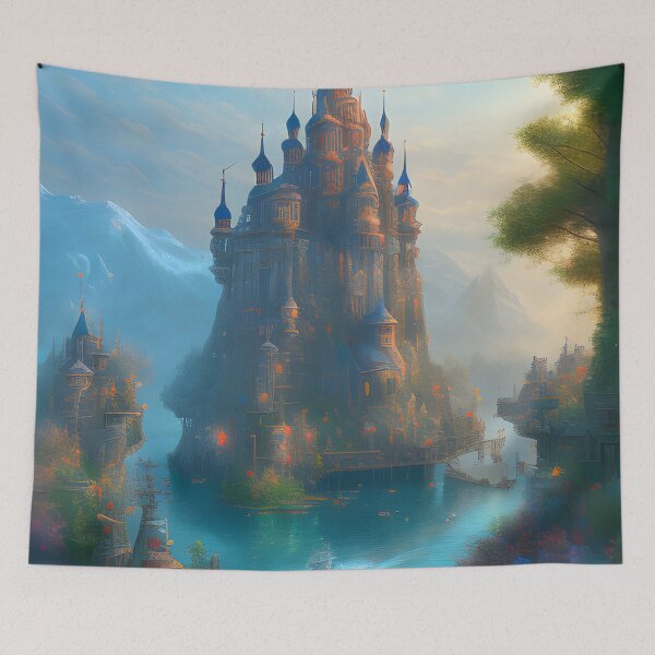 Item preview, Beautiful Castle Fantasy Kingdom Digital Painting Fantasy Landscape designed and sold by VersoShopping.