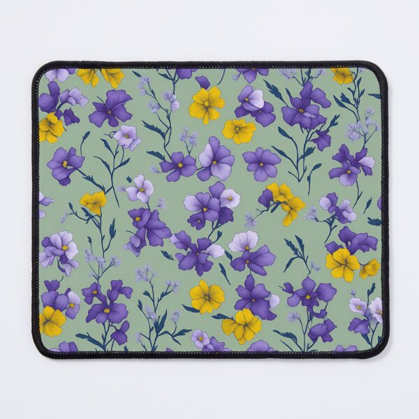 Artikelvorschau, Die Pracht der Natur: Blumenmuster-Designs mit lila Lupine, rosa Primeln, gelben Gänseblümchen und weißem Löwenzahn entworfen und verkauft von abangart.