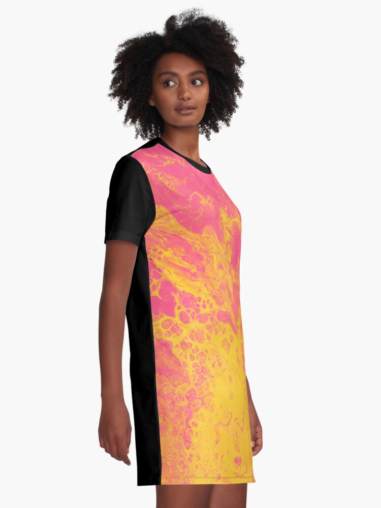 Alternate view of Pink and Yellow Marble- An Abstract Graphic T-Shirt Dress