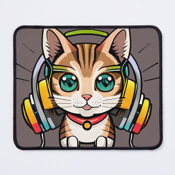 Item preview, Happy cute cat wearing headphones T-Shirt, Hoodie, Sticker, Phone Case designed and sold by Aycon.