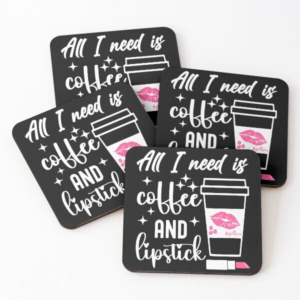 Item preview, All I need is Coffee and Lipstick | Pink Lipstick - Black designed and sold by PearlMoonGrapes.