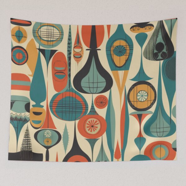 Item preview, Midcentury Modern Abstract Teardrop and Bubble Shape Mod Art Pattern Graphic Design  designed and sold by Step, Repeat.