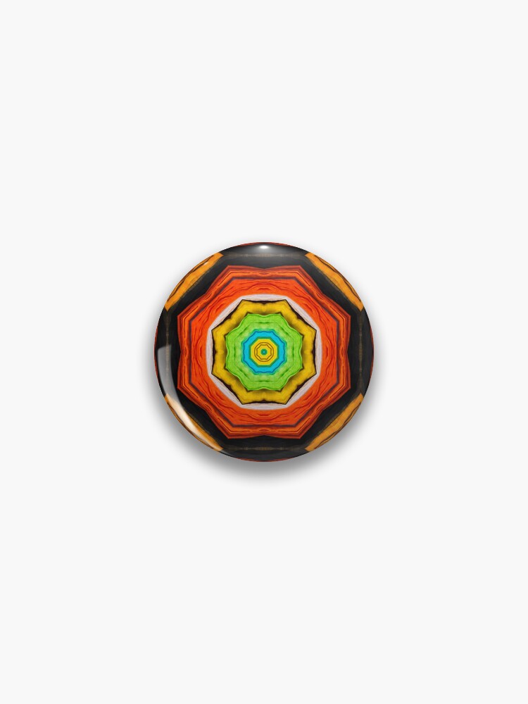 Thumbnail 1 von 3, Button, Brightly Dyed Colorful Fabric Kaleidoscope Pattern 34 designt und verkauft von Swabcraft.