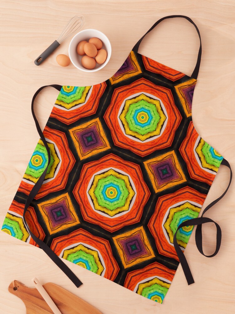 Aperçu 1 sur 6. Tablier avec l'œuvre Brightly Dyed Colorful Fabric Kaleidoscope Pattern 34 créée et vendue par Swabcraft.