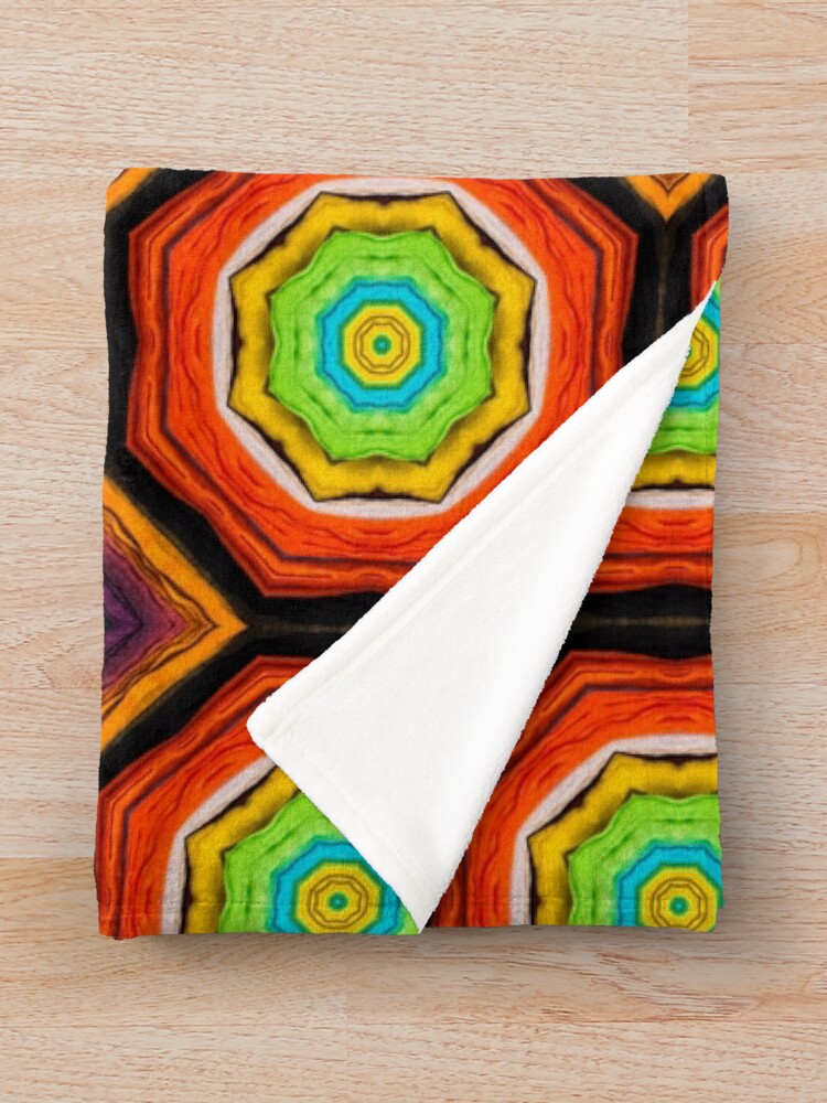 Imagen 3 de 6, Manta con la obra Brightly Dyed Colorful Fabric Kaleidoscope Pattern 34, diseñada y vendida por Swabcraft.