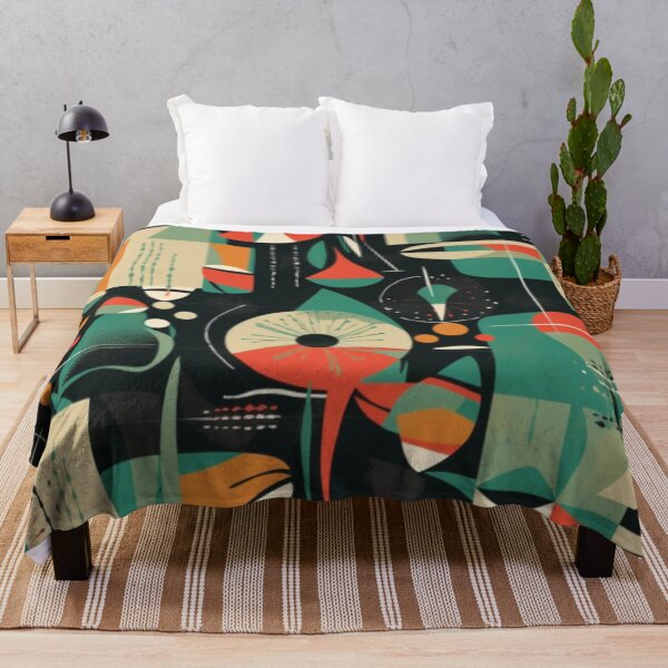 Item preview, Coral, Blue Green, and Orange Midcentury Modern Inspired Abstract Mod Art Pattern Graphic Design designed and sold by Step, Repeat.