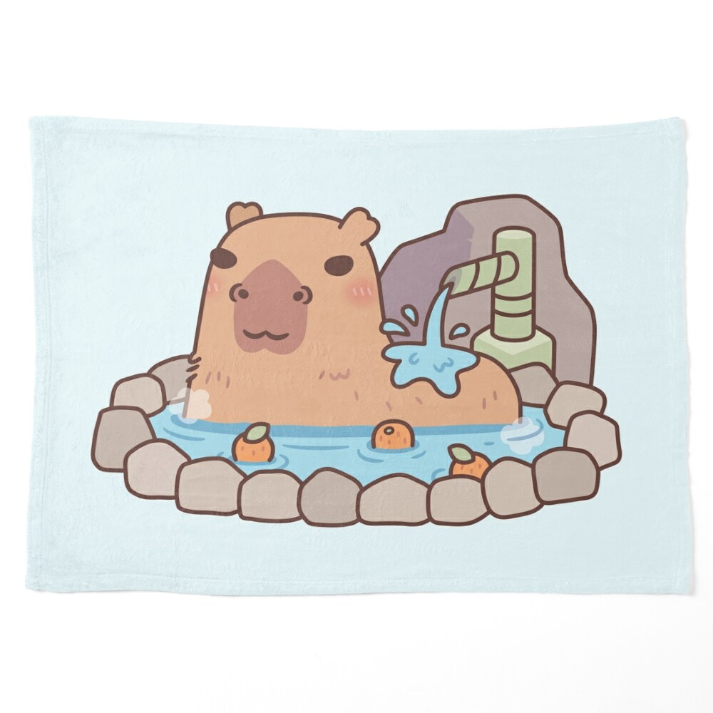 Cute Capybara Hot Springs Mini Matted Print Self Care Sunday 