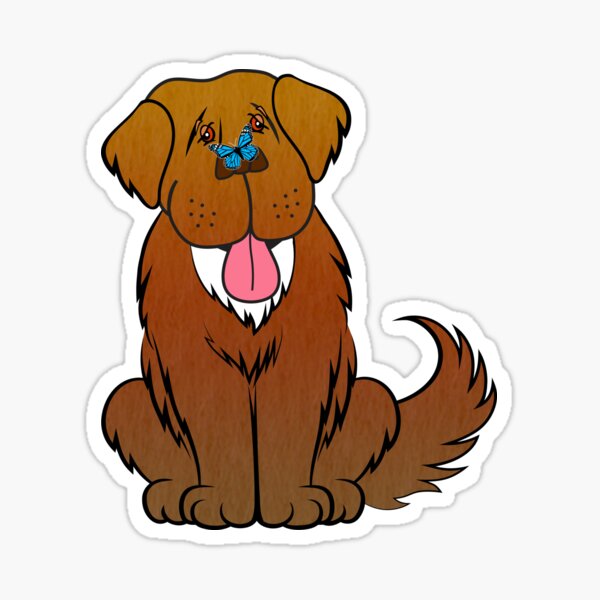 Newfoundland dog and Butterfly Sticker