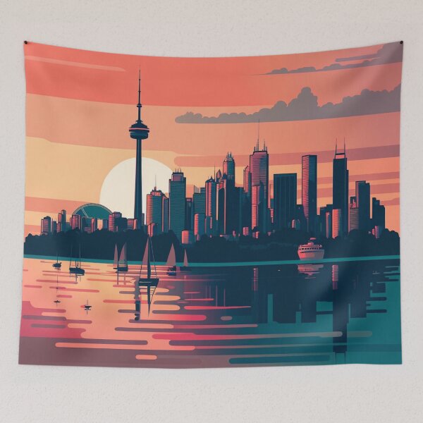 Item preview, Retro Toronto ON Canada Skyline Sunset Horizon designed and sold by ImaginePrintsHQ.