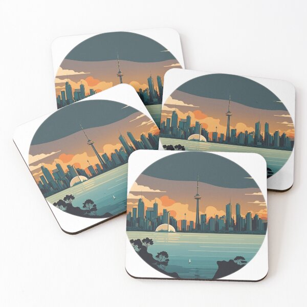 Item preview, Retro Toronto ON Canada Skyline Sunrise Horizon designed and sold by ImaginePrintsHQ.
