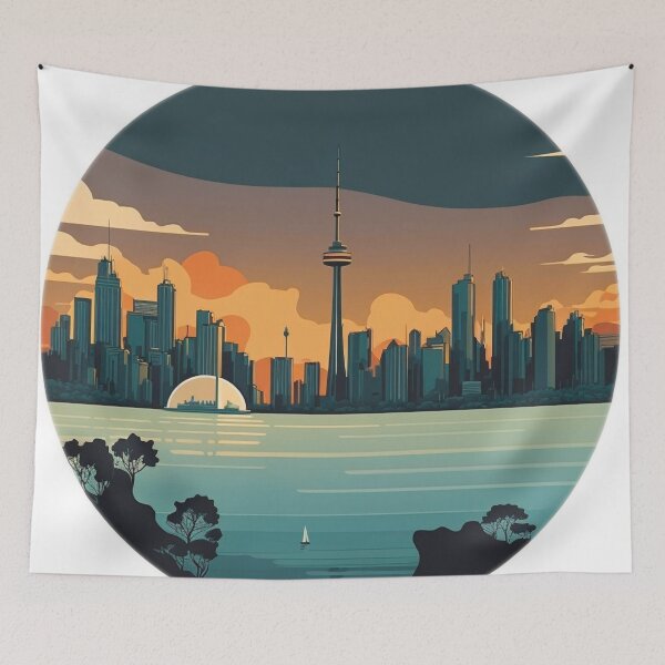 Item preview, Retro Toronto ON Canada Skyline Sunrise Horizon designed and sold by ImaginePrintsHQ.