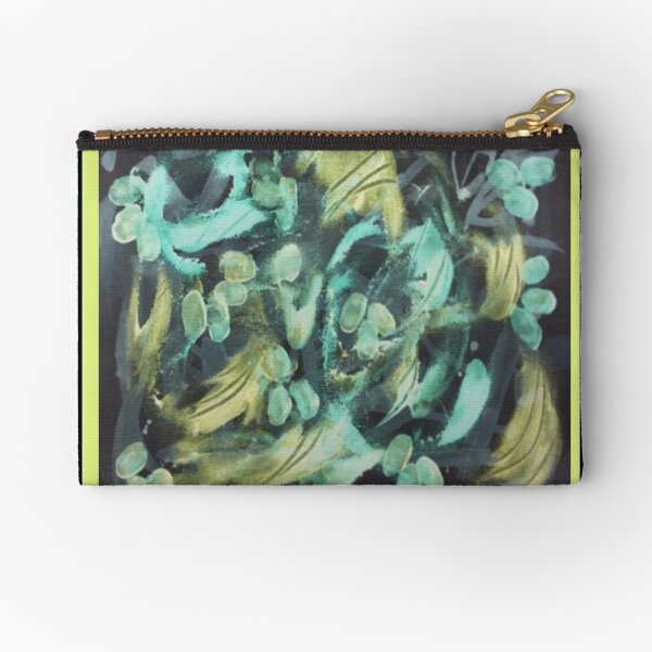 Grape Vine in Turquoise Yellow Green Zipper Pouch