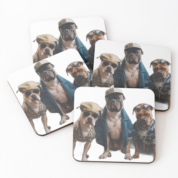Item preview, pitbul dogs with glasses, hats and chains designed and sold by BladiWear.
