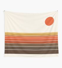 Frieden heraus - Sonnenuntergang Surfendes Strandleben des Sommers 70s Retro-1970er-Design Wandbehang