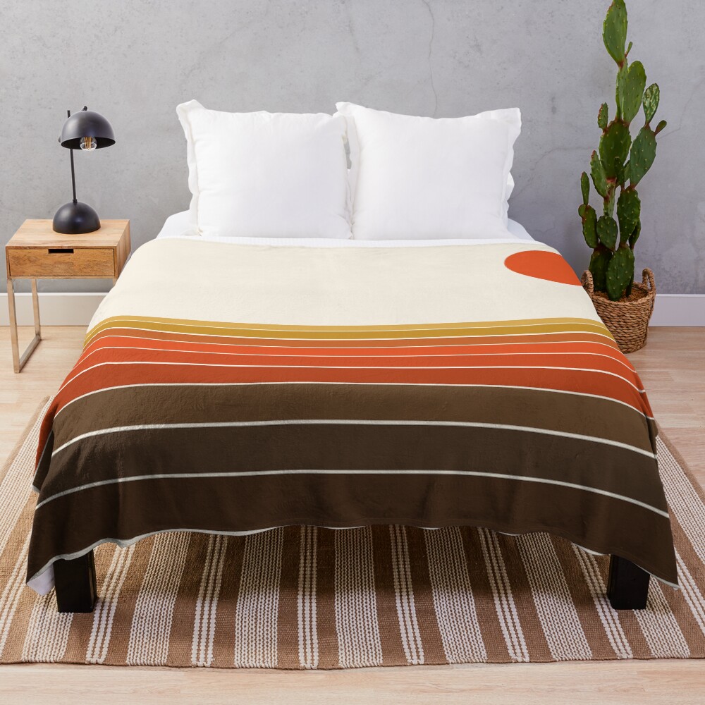 Peace Out - sunset ocean surfing beach life 70s style retro 1970s design Throw Blanket