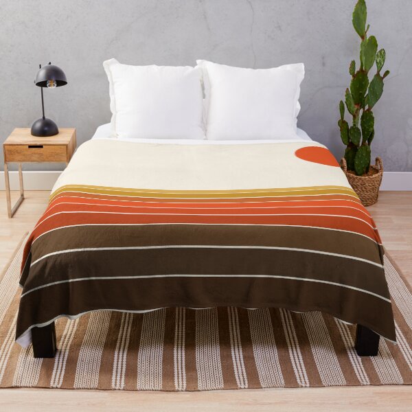 Peace Out - sunset ocean surfing beach life 70s style retro 1970s design Throw Blanket