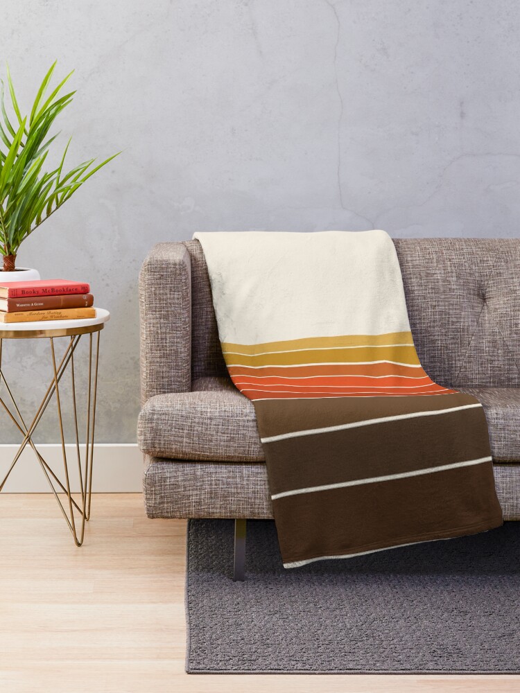 Alternate view of Peace Out - sunset ocean surfing beach life 70s style retro 1970s design Throw Blanket