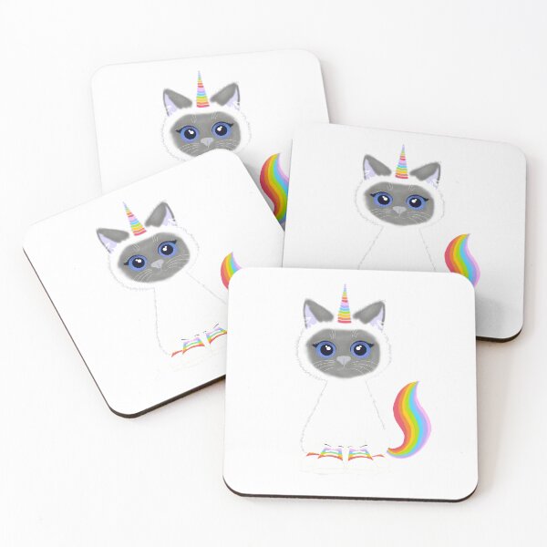Item preview, Cute Ragdoll caticorn with blue eyes and rainbow sneakers  designed and sold by QuirkyCatz.
