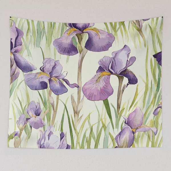 Item preview, Watercolor Irises Blooming in the Wild designed and sold by TopArtsy.