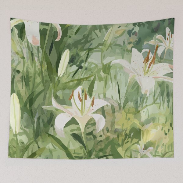 Item preview, Lush Lily Garden in Watercolor designed and sold by TopArtsy.
