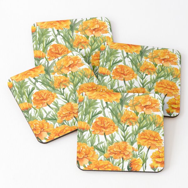 Item preview, Warm Marigold Blossoms in Watercolor designed and sold by TopArtsy.