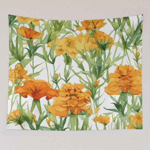Item preview, Watercolor Marigolds Dancing in the Wild designed and sold by TopArtsy.