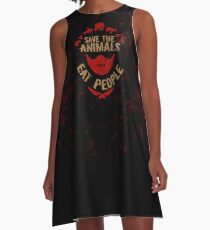 save the animals, EAT PEOPLE A-Line Dress
