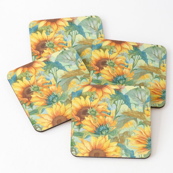Item preview, Sunlit Sunflowers in Watercolor Fields designed and sold by TopArtsy.