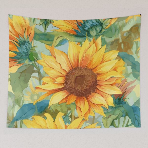 Item preview, Sunlit Sunflowers in Watercolor Fields designed and sold by TopArtsy.