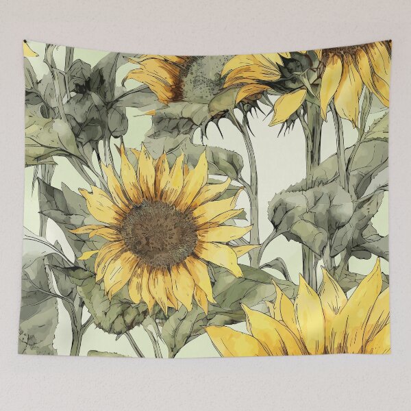 Item preview, Watercolor Sunflowers in Wild Elegance designed and sold by TopArtsy.