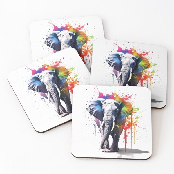Item preview, Colourful Banksy Style Happy Elephant designed and sold by FourPawsPrints.