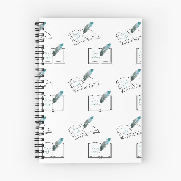 Item preview, Cute turquoise feather quill notebook design for writers.  designed and sold by CreativeStrand.