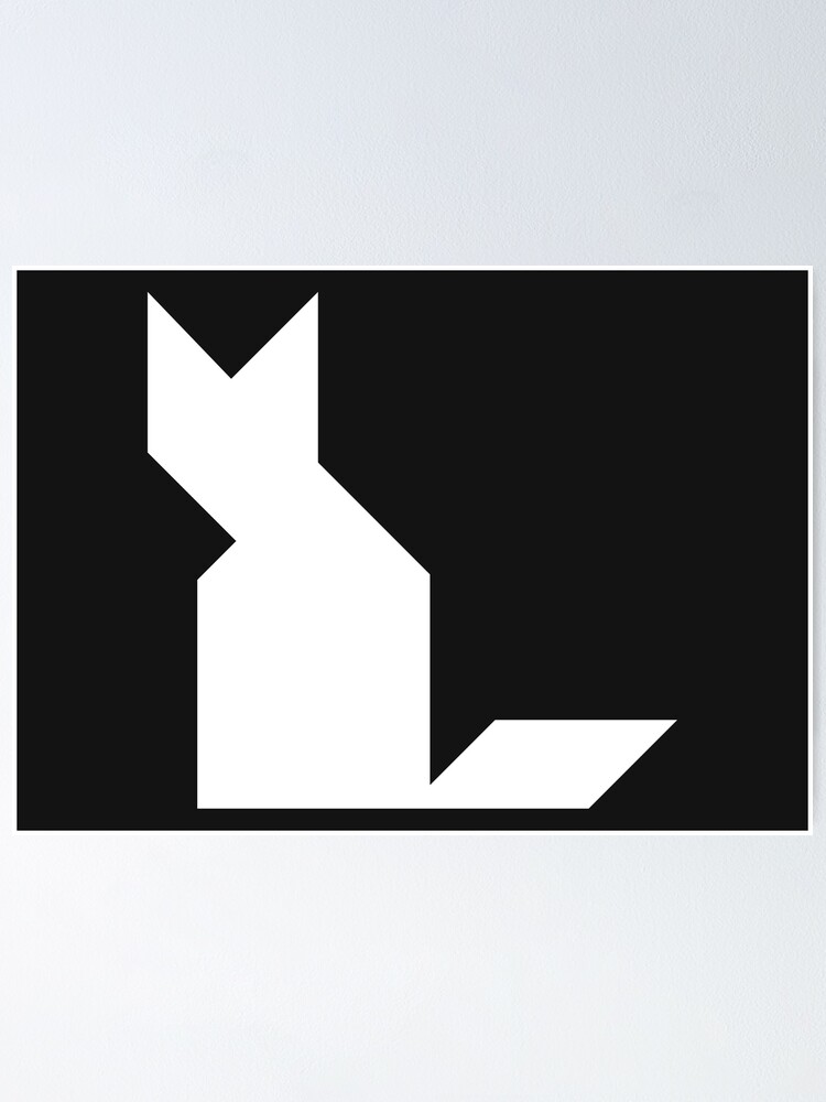 Poster Chat Blanc Tangram Par Namormai Redbubble